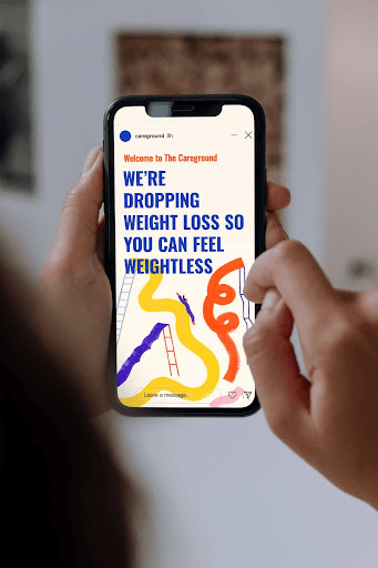 Phone mockup with campaign message